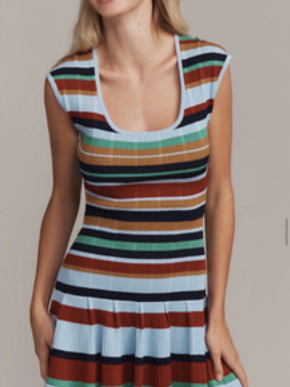 Maeve by Anthropologie Beca Ribbed Sweater Fit & Flare Mini Dress